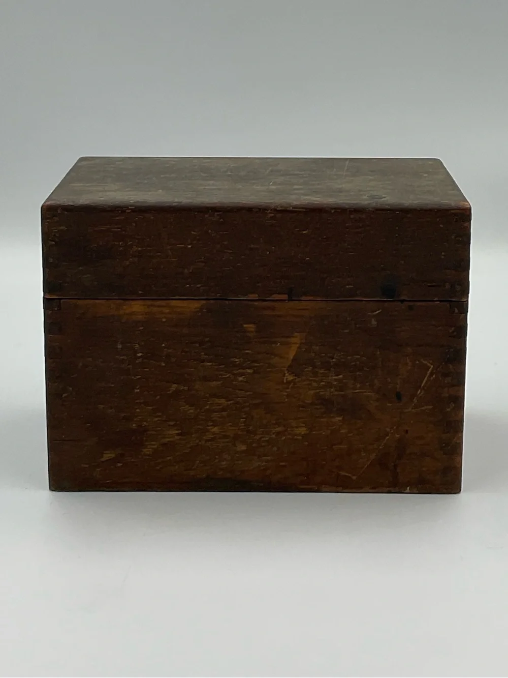 Vintage Wooden Dovetailed Recipe Box Primitive Rustic